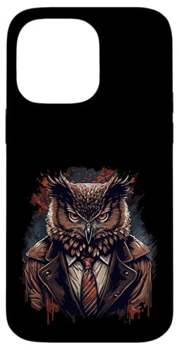 Hülle für iPhone 14 Pro Max Eule mit Krawatte von Dark owl love