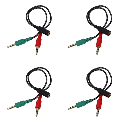 Darmlly 4X Kopfhoerer-Splitter Fuer Computer, Kopfhoerer-Adapter Fuer PC Audio & Mic, 3,5 mm Buchse auf Dual 3,5 mm Stecker von Darmlly