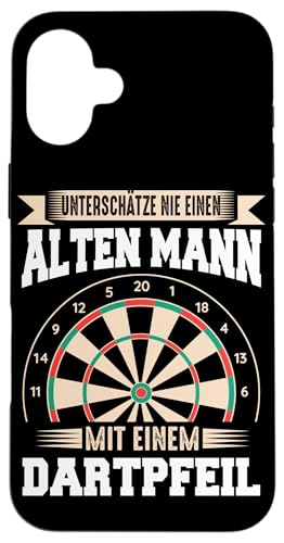 Hülle für iPhone 16 Plus Dart Unterschätze nie einen alten Mann mit einem Dartpfeil von Dart Darts Dartspieler Dartsport