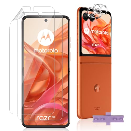 Datree 2 Stück für Motorola Moto Razr 50 TPU Schutzfolie, 2 Stück Kameraschutz für Panzerglas, Kratzfester Schutz, HD Displayschutzfolie, TPU-Folie HD Displayfolie von Datree