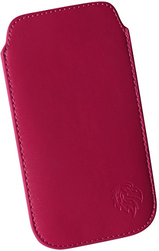 Davii Schutztasche Handytasche für Samsung Galaxy M11 / M20 / M21 / M22, Hülle Einsteck Etui Lasche flach mit Band weich Adler Standard XXL Dunkel-Pink von Davii