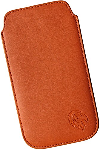 Davii Schutztasche für Huawei P Smart Plus (2019/2020), Einsteck Etui Hülle Lasche ziehen, Einschub Etui, innen weich Adler Standard XXL Orange von Davii