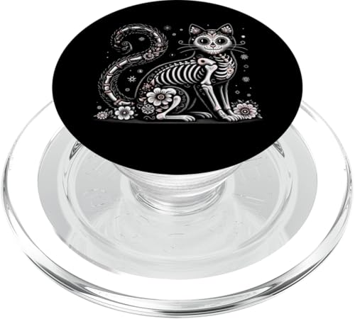 Süße Floral Dead Hauskatze, Tag der Toten Frauen PopSockets PopGrip für MagSafe von Day of the Dead Domestic Longhair Cat Apparel Co.