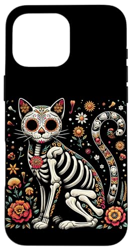 Hülle für iPhone 16 Pro Max Katzenliebhaber Tag der Toten, mexikanischer Zuckerschädel von Day of the Dead Domestic Shorthair Cat Apparel Co.