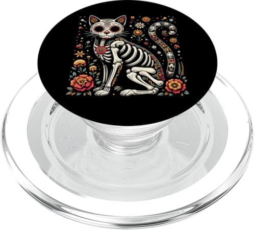 Katzenliebhaber Tag der Toten, mexikanischer Zuckerschädel PopSockets PopGrip für MagSafe von Day of the Dead Domestic Shorthair Cat Apparel Co.