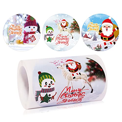 Dcaknri Frohe Weihnachten Aufkleber, Geschenke, Karten, Happy Round selbstklebende Siegel, Etikett, Scrapbooking, Bastelbox von Dcaknri