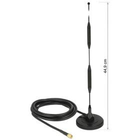 DELOCK LTE Antenne SMA Stecker 5dBi starr omnidirektional mit magnetischem Standfus und Anschlusskabel (RG-58, 3 m) Outdoor schwarz von DeLOCK