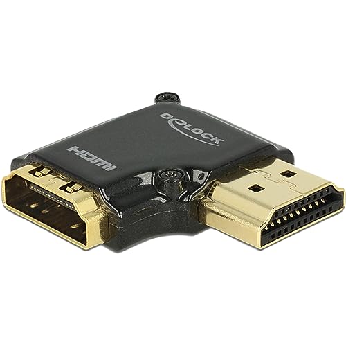 DeLOCK High Speed HDMI Adapter mit Ethernet; HDMI A Buchse auf HDMI A Stecker 90 Grad rechtwinklig 4K schwarz von DeLOCK