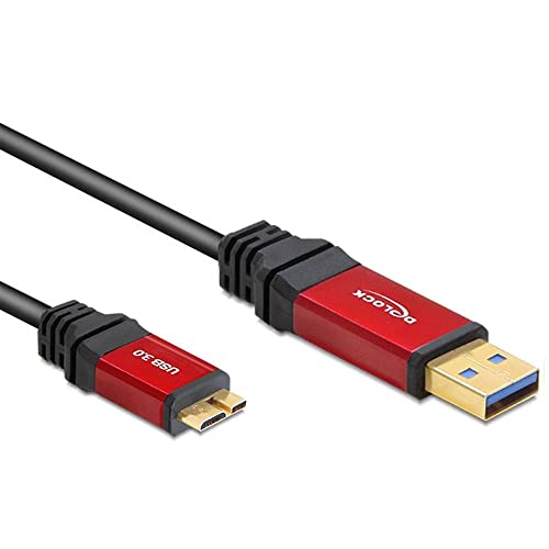 Delock Kabel USB 3.0 Typ-A Stecker > USB 3.0 Typ Micro-B Stecker 3 m Premium, 82762, Rot, Schwarz von DeLOCK