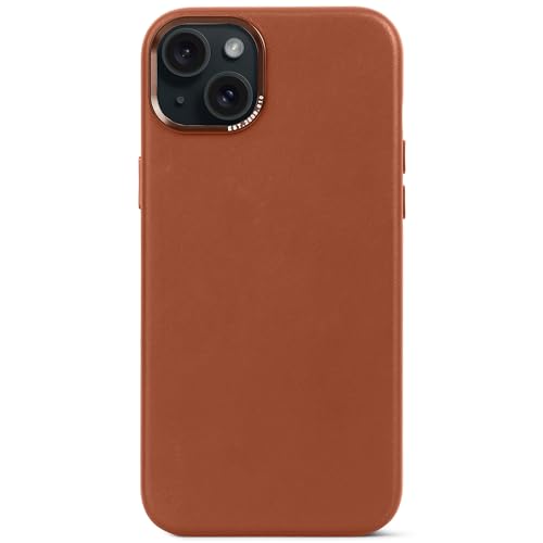 Decoded Leder Hülle – iPhone 15 Plus – Hochwertiges Europäisches Leder – Kompatibel mit MagSafe – Tan Braun von Decoded