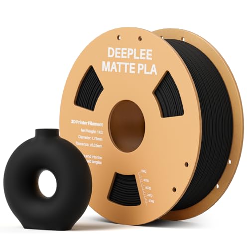 DEEPLEE Matte PLA Filament 1.75mm 3D Drucker Filament, Maßgenauigkeit +/- 0.02mm, für die meisten FDM 3D Drucker, Schwarz 1KG von Deeplee