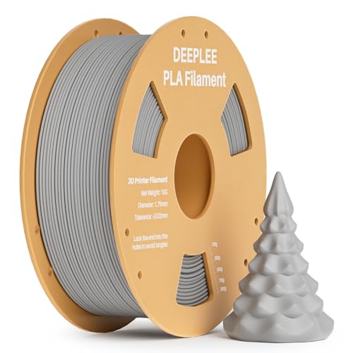 DEEPLEE PLA Filament 1.75mm, 3D Drucker Filament 1kg (2,2lbs), Maßgenauigkeit +/- 0,02 mm, Filament 3D-Druckmaterialien für FDM 3D Drucker, Grau von Deeplee