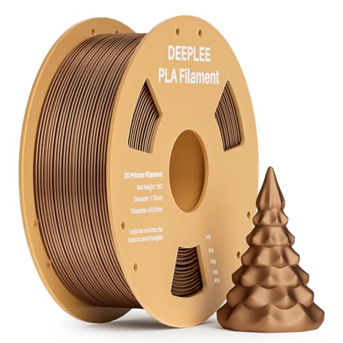 DEEPLEE PLA Filament 1.75mm, 3D Drucker Filament 1kg (2,2lbs), Maßgenauigkeit +/- 0,02 mm, Filament 3D-Druckmaterialien für FDM 3D Drucker, Kupfer von Deeplee