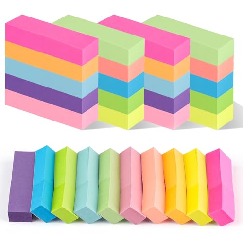 2000 Blatt Haftnotizen Kleine, 20 Stück Farbige Sticky Notes, Klebezettel 15 x 50mm, Selbstklebende Notizzettel Klebend für Büro Zuhause Schule Sitzung (10 Farben) von Deepton