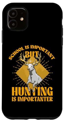 Hülle für iPhone 11 Schule ist wichtig, aber Jagd ist wichtig Hirschwald von Deer Buck Retro Hunting Designs