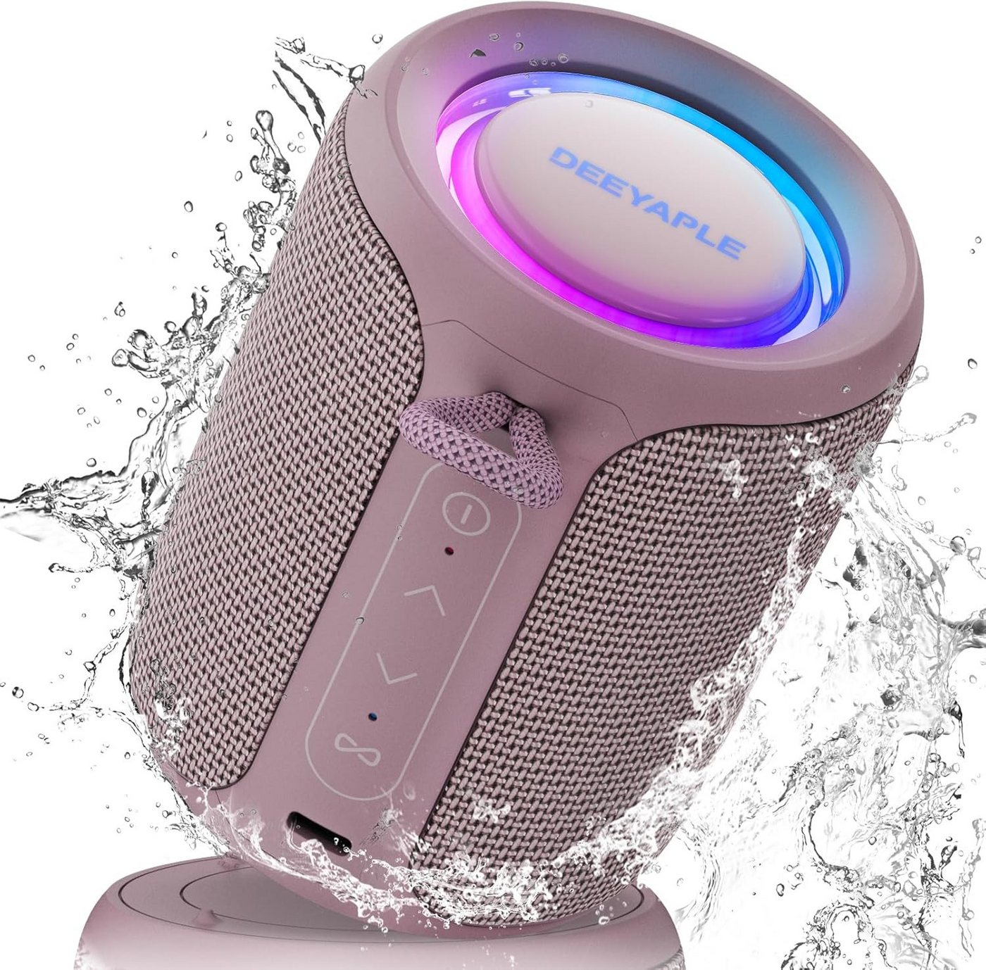 Deeyaple Klein Tragbarer Musikbox 5.3 IPX7 Wasserdicht Kabellose Stereo Bluetooth-Lautsprecher (Pairing Freisprech RGB Licht für Outdoor 50% Lautstärke 12H Wiedergabe) von Deeyaple