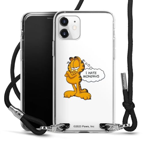 Carry Case kompatibel mit Apple iPhone 11 Hülle mit Band Handykette zum Umhängen schwarz Garfield Offizielles Lizenzprodukt Spruch von DeinDesign