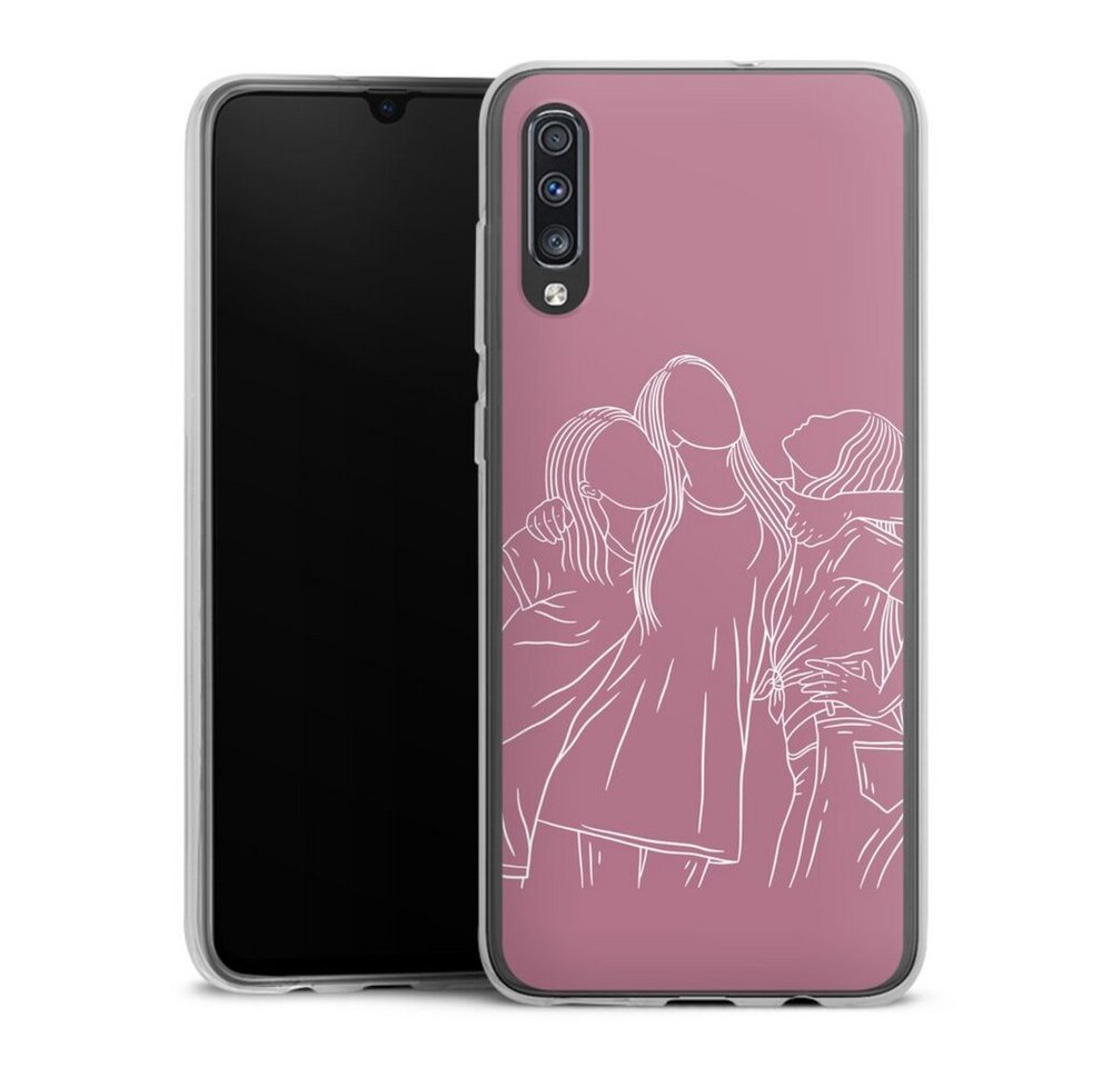 DeinDesign Handyhülle Freundinnen Line Art, Samsung Galaxy A70 Silikon Hülle Bumper Case Handy Schutzhülle von DeinDesign