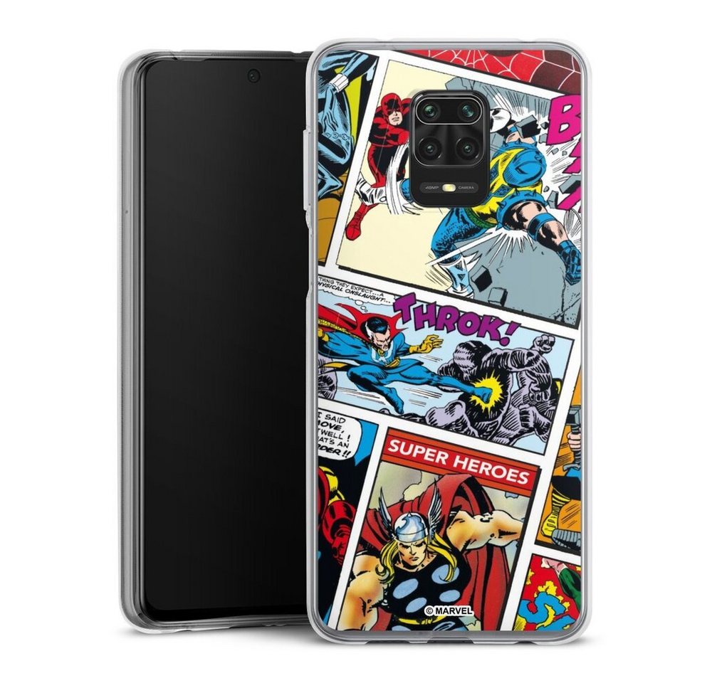 DeinDesign Handyhülle Marvel Retro Comic Blue, Xiaomi Redmi Note 9 Pro Silikon Hülle Bumper Case Handy Schutzhülle von DeinDesign