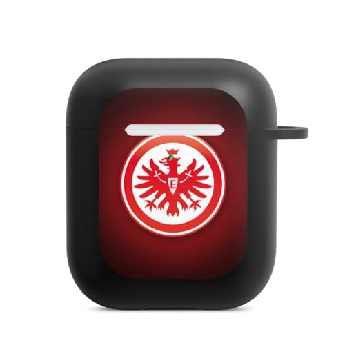 DeinDesign Hülle mit Karabiner kompatibel mit Apple AirPods Case schwarz Schutzhülle mit Schlüsselanhänger Eintracht Frankfurt Offizielles Lizenzprodukt Wappen von DeinDesign