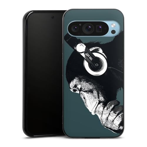 DeinDesign Silikon Hülle kompatibel mit Google Pixel 9 Pro XL Case schwarz Handyhülle AFFE Kopfhörer Musik von DeinDesign