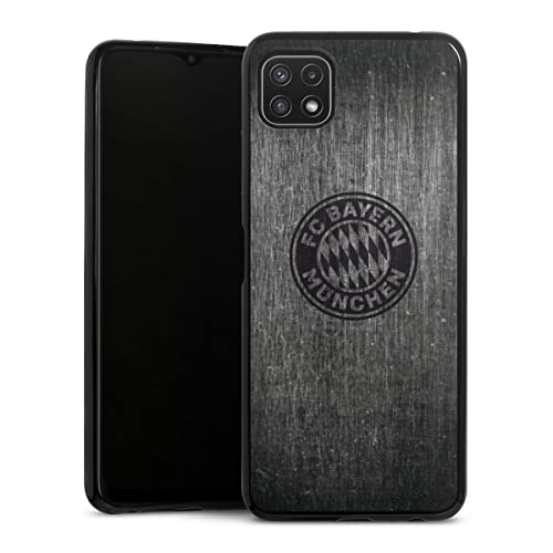 DeinDesign Slim Case extra dünn kompatibel mit Samsung Galaxy A22 5G Silikon Handyhülle schwarz Hülle Metallic Look FCB FC Bayern München von DeinDesign