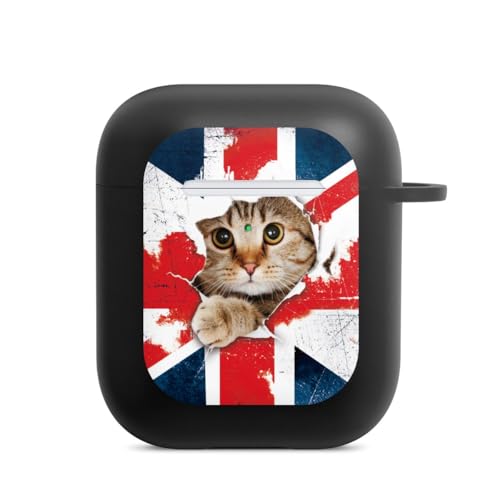 Hülle mit Karabiner kompatibel mit Apple AirPods (2. Generation) Case schwarz Schutzhülle mit Schlüsselanhänger England London Großbritannien von DeinDesign