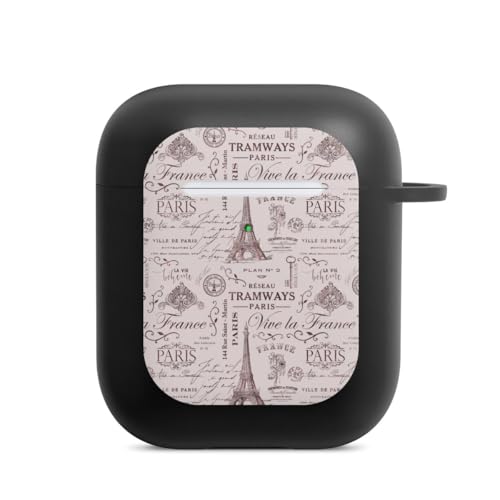 Hülle mit Karabiner kompatibel mit Apple AirPods (2. Generation) Case schwarz Schutzhülle mit Schlüsselanhänger Frankreich Paris Vintage von DeinDesign