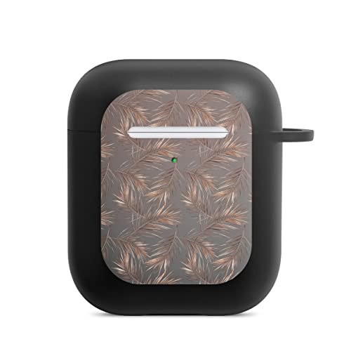 Hülle mit Karabiner kompatibel mit Apple AirPods (2. Generation) Case schwarz Schutzhülle mit Schlüsselanhänger Gold & Kupfer Muster Palme von DeinDesign