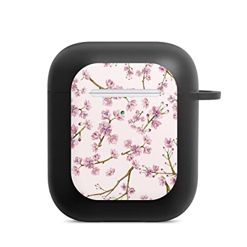 Hülle mit Karabiner kompatibel mit Apple AirPods (2. Generation) Case schwarz Schutzhülle mit Schlüsselanhänger Kirschblüten Frühling Girl Style von DeinDesign