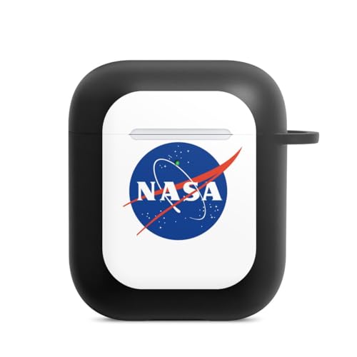 Hülle mit Karabiner kompatibel mit Apple AirPods (2. Generation) Case schwarz Schutzhülle mit Schlüsselanhänger NASA Weltall Logo von DeinDesign