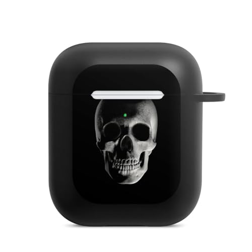 Hülle mit Karabiner kompatibel mit Apple AirPods (2. Generation) Case schwarz Schutzhülle mit Schlüsselanhänger Totenkopf Gothic Halloween von DeinDesign