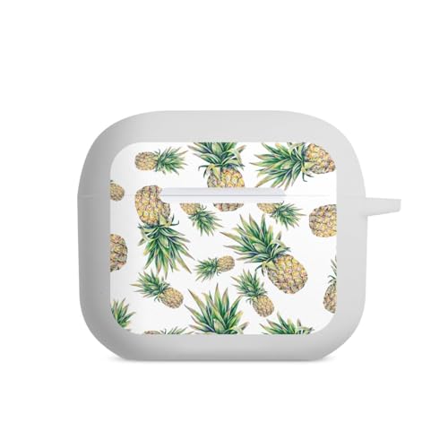 Hülle mit Karabiner kompatibel mit Apple AirPods (3. Generation) Case weiß Schutzhülle mit Schlüsselanhänger Ananas Dschungel Früchte von DeinDesign