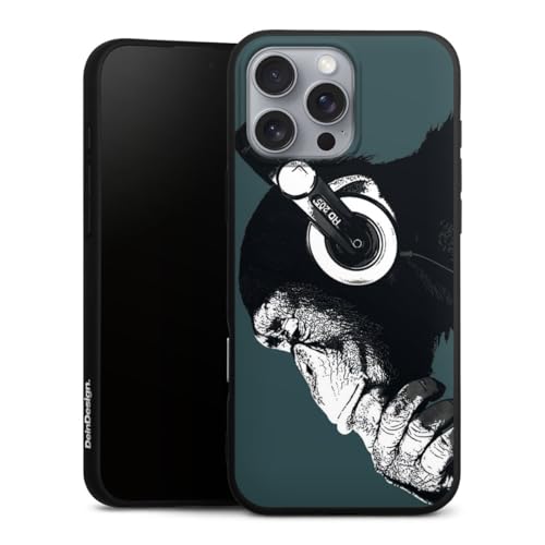 Premium Silikon Hülle kompatibel mit Apple iPhone 16 Pro Max Handyhülle schwarz Case AFFE Kopfhörer Musik von DeinDesign