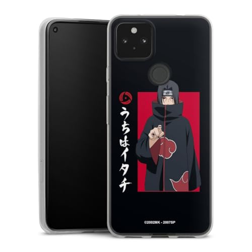 DeinDesign Slim Case extra dünn kompatibel mit Google Pixel 5a 5G Silikon Handyhülle transparent Hülle Naruto Shippuden Itachi Uchiha Offizielles Lizenzprodukt von DeinDesign