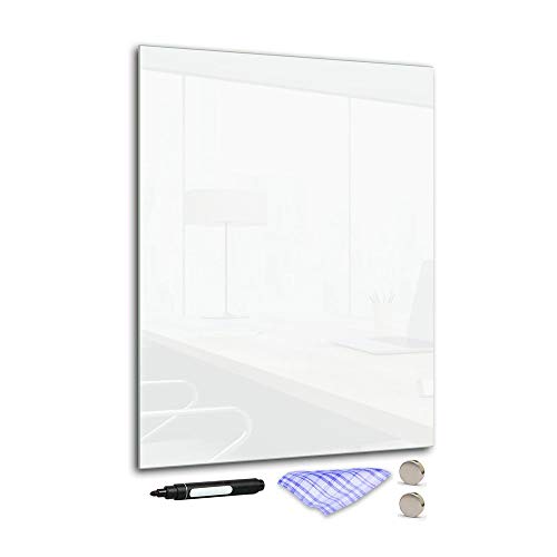 DekoGlas Magnettafel Pinnwand Magnetisch Magnetwand Aus Glas 30 x 40 cm Memoboard Mit Stift Tuch Magnet Tafel Beschreibbar Trocken Abwischbar Kratzfest Stoßfest Weiß von DekoGlas