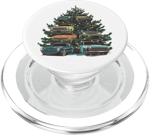 Vintage Cars Weihnachtsbaum PopSockets PopGrip für MagSafe von Delightfully Different World