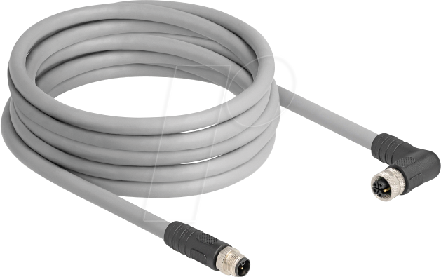 DELOCK 80545 - M12 Kabel L-kodiert 5 Pin Stecker> Buchse rechts gewinkelt PUR von Delock