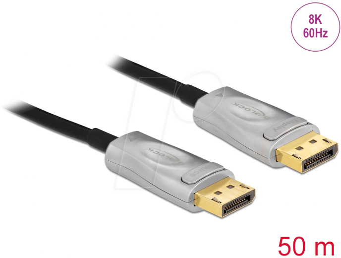 DELOCK 84140 - DisplayPort 1.4, 8K Glasfaser Extender Kabel - 50m von Delock