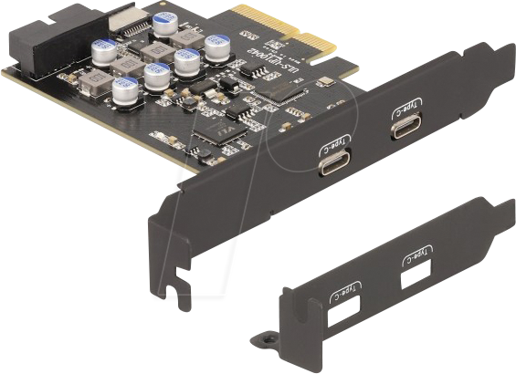 DELOCK 90345 - PCI PCIe x4 > 2x extern USB C, 1x intern Type-E , 1x intern 19 P von Delock