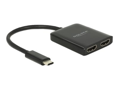 DELOCK USB-C Splitter (DP Alt Mode) > 2xHDMI out 4K 30Hz sw von Delock