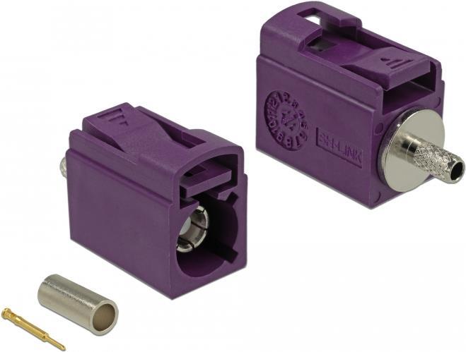 DeLOCK 21 mm (short) for crimping - RF-Anschluss - FAKRA D-Anschluss (M) quetschen - Claret Violet, RAL 4004 (89702) von Delock