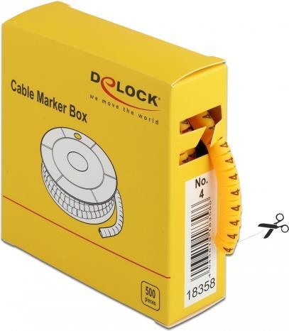 DeLOCK Cable Marker Box, No. 4 - Leitungs- / Kabel-Marker (vorgedruckt) - Gelb (Packung mit 500) (18358) von Delock