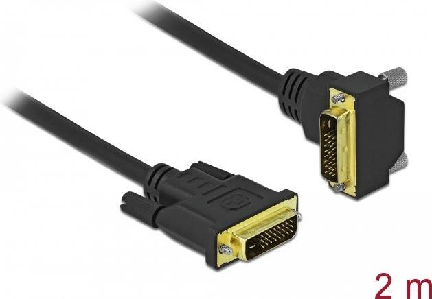 DeLOCK - DVI-Kabel - Dual Link - DVI-D (M) gewinkelt bis DVI-D (M) - 2,0m - Daumenschrauben - Schwarz (85894) von Delock