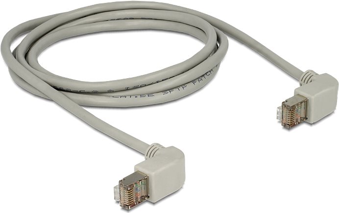 DeLOCK - Patch-Kabel - RJ-45 (M) - RJ-45 (M) - 2,0m - SFTP - CAT 5e - Grau - gewinkelt/gewinkelt (83512) von Delock