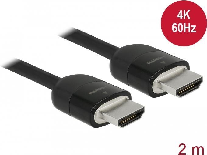 DeLOCK Premium - Premium Highspeed mit Ethernet HDMI mit Ethernetkabel - HDMI (M) bis HDMI (M) - 2,0m - dreifach abgeschirmtes Twisted-Pair-Kabel - Schwarz - 4K Unterst�tzung, Dolby DTS-HD Master Audio-Unterst�tzung (84964) von Delock