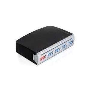 DeLock 4 Port USB3.0 Hub, 1 Port USB Strom intern / extern - Hub - 4 x SuperSpeed USB3.0 + 1 x USB Typ A Ladeport - Desktop (61898) von Delock