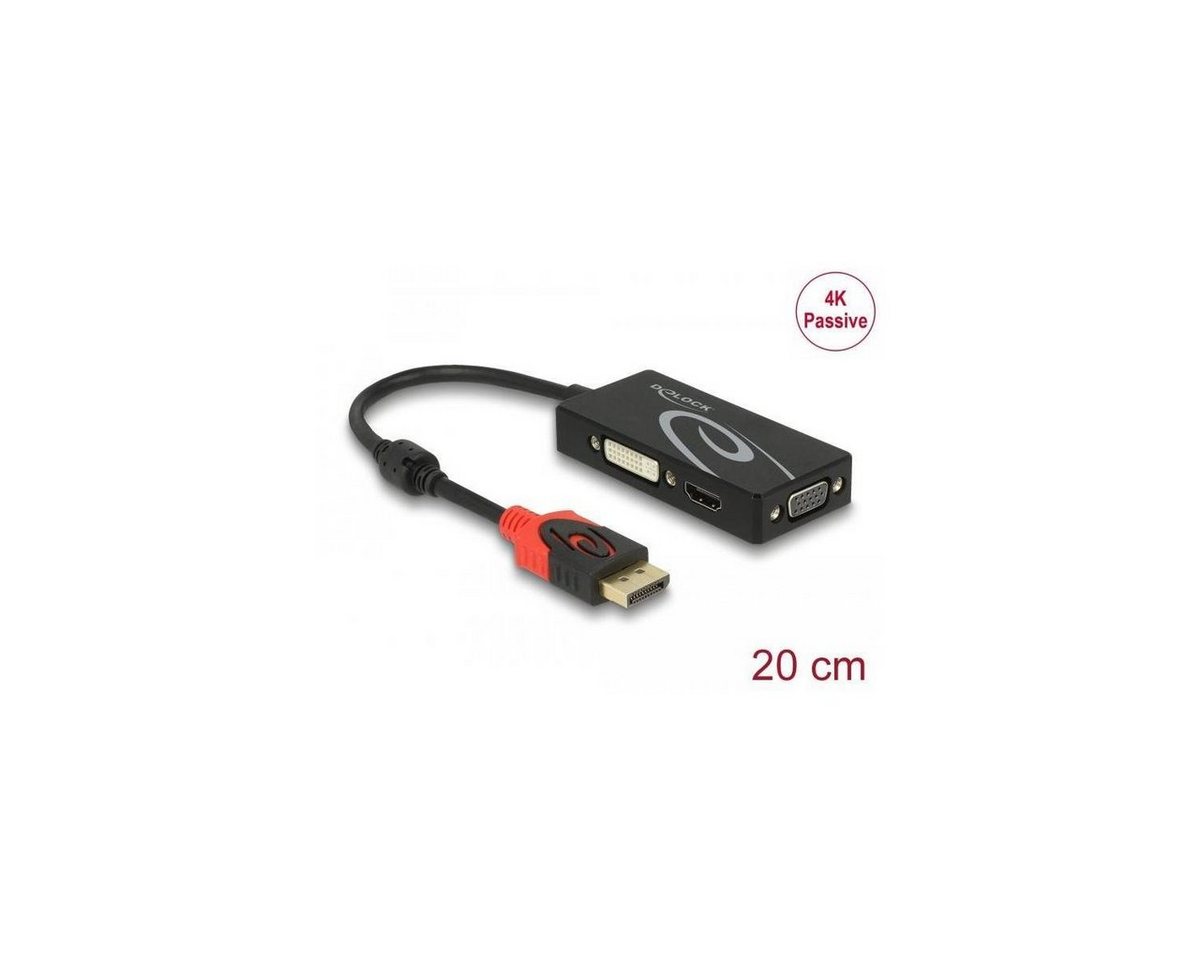 Delock Adapter DisplayPort 1.2 Stecker > VGA / HDMI / DVI... Computer-Kabel, Display Port, DisplayPort (20,00 cm) von Delock