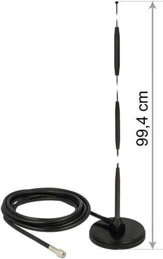 Delock GSM Antenne SMA Stecker 7 dBi starr omnidirektional mit magnetischem Standfu� und Anschlusskabel RG-58 3 m outdoor schwarz (12432) von Delock