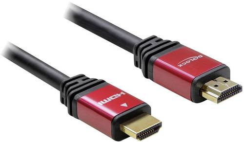 Delock HDMI Anschlusskabel HDMI-A Stecker, HDMI-A Stecker 3.00m Rot/Schwarz 57903 vergoldete Steckko von Delock